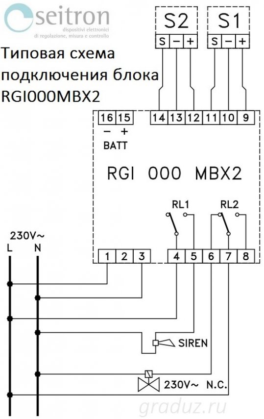 Схема подключения блока RGI000MBX2